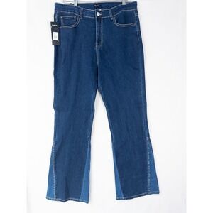 NWT $89 Bebe Jeans Womens 14/32 Blue Indigo‎ Wash The V Flare y2k Embroidered
